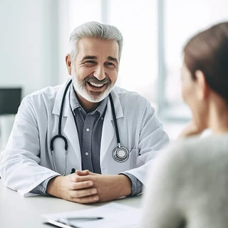 Lekarz rozmawia z pacjentką w gabinecie lekarskim